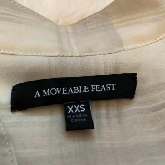 Aritzia A Moveable Feast gray cream plaid silk dress tunic oversize fit size XXS - Picture 10 of 16